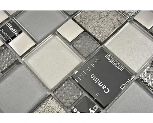 Glasmozaïek XCM MC529 Zilver/grijs/zwart 29,8x29,8 Cm 6 Glasmozaïek XCM MC529 Zilver/grijs/zwart 29,8x29,8 Cm - Afbeelding 4