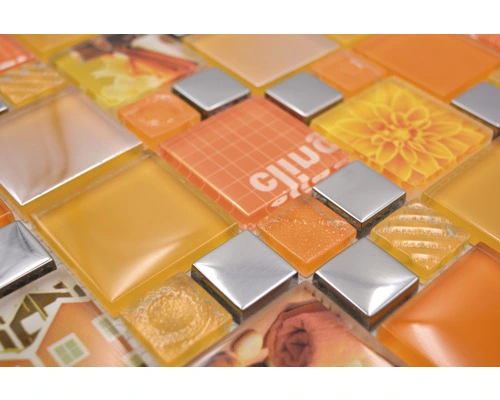 Glasmozaïek XCM MC569 Zilver/oranje 29,8x29,8 Cm 4 Glasmozaïek XCM MC569 Zilver/oranje 29,8x29,8 Cm - Afbeelding 2