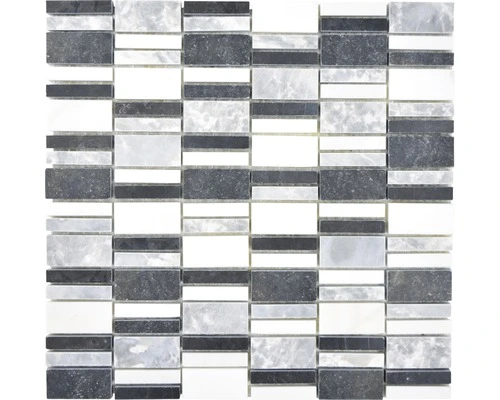 Natuursteen Mozaïek XNM BC449 Zwart/wit/grijs 30x30 Cm 3 Natuursteen Mozaïek XNM BC449 Zwart/wit/grijs 30x30 Cm