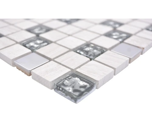 Glasmozaïek XNM Q10 Kristal/steen/staal Wit30x30 Cm 4 Glasmozaïek XNM Q10 Kristal/steen/staal Wit30x30 Cm - Afbeelding 2