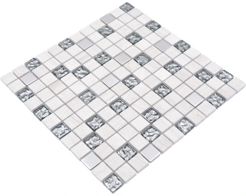 Glasmozaïek XNM Q10 Kristal/steen/staal Wit30x30 Cm 6 Glasmozaïek XNM Q10 Kristal/steen/staal Wit30x30 Cm - Afbeelding 4