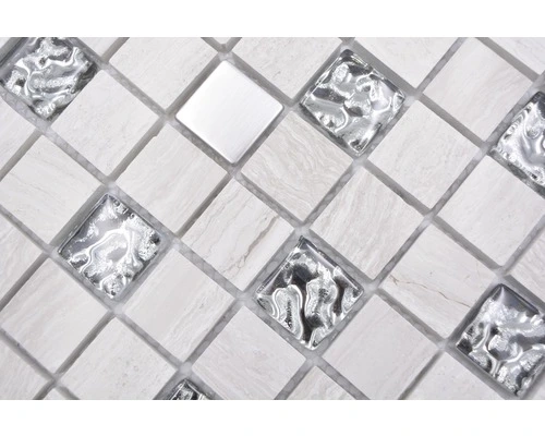 Glasmozaïek XNM Q10 Kristal/steen/staal Wit30x30 Cm 7 Glasmozaïek XNM Q10 Kristal/steen/staal Wit30x30 Cm - Afbeelding 5