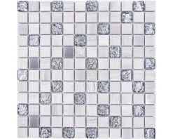 Glasmozaïek XNM Q10 Kristal/steen/staal Wit30x30 Cm