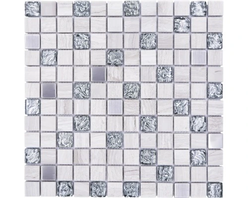 Glasmozaïek XNM Q10 Kristal/steen/staal Wit30x30 Cm 3 Glasmozaïek XNM Q10 Kristal/steen/staal Wit30x30 Cm