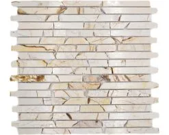 Natuursteen Mozaïek MOS Brick 2807 Beige/goud Mix 30,5x32,2 Cm