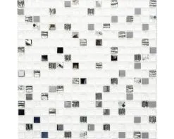 Glasmozaïek Chrystal XCM M770 Wit/zilver/grijs 30x30 Cm