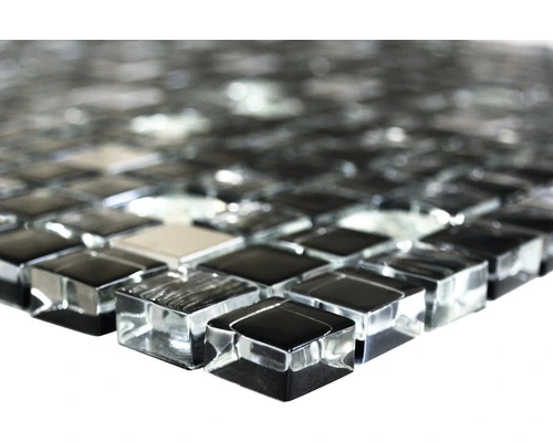 Glasmozaïek Chrystal XCM M780 Zwart/wit/zilver/grijs 30x30 Cm 4 Glasmozaïek Chrystal XCM M780 Zwart/wit/zilver/grijs 30x30 Cm - Afbeelding 2