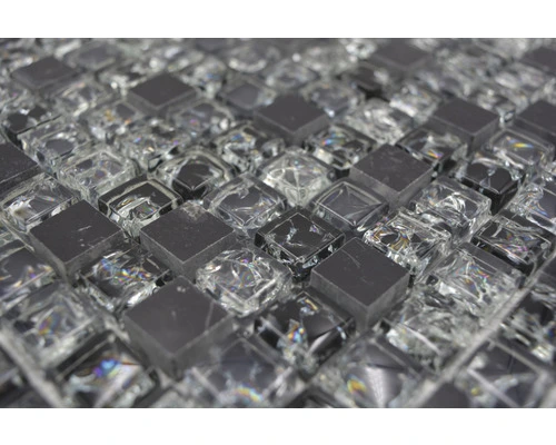 Glasmozaïek Chrystal XIC 1028 Zwart Mix Craquelé/gebroken Glas 30,5x30,5 Cm 5 Glasmozaïek Chrystal XIC 1028 Zwart Mix Craquelé/gebroken Glas 30,5x30,5 Cm - Afbeelding 3