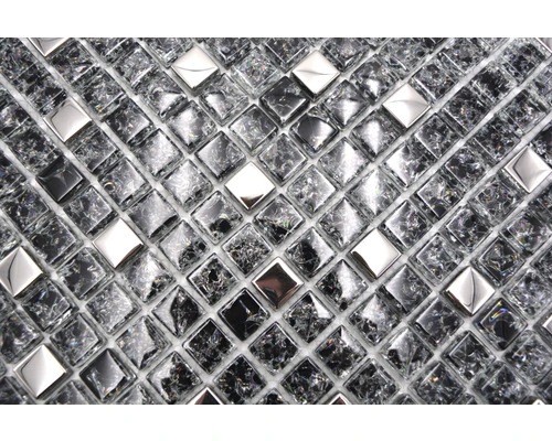 Glasmozaïek Chrystal XIC 1099 Zwart/zilver Mix Craquelé/gebroken Glas 30x30 Cm 9 Glasmozaïek Chrystal XIC 1099 Zwart/zilver Mix Craquelé/gebroken Glas 30x30 Cm - Afbeelding 7
