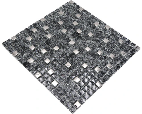 Glasmozaïek Chrystal XIC 1099 Zwart/zilver Mix Craquelé/gebroken Glas 30x30 Cm 11 Glasmozaïek Chrystal XIC 1099 Zwart/zilver Mix Craquelé/gebroken Glas 30x30 Cm - Afbeelding 9