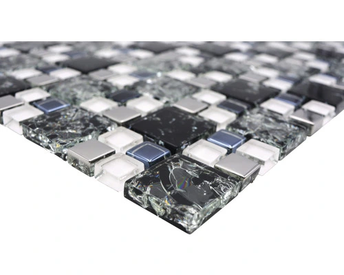 Glasmozaïek Chrystal XICK 1499 Zwart/wit/zilver Craquelé/gebroken Glas 33,8x33,8 Cm 4 Glasmozaïek Chrystal XICK 1499 Zwart/wit/zilver Craquelé/gebroken Glas 33,8x33,8 Cm - Afbeelding 2