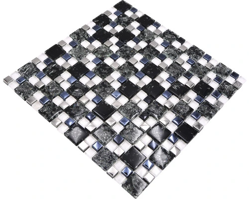 Glasmozaïek Chrystal XICK 1499 Zwart/wit/zilver Craquelé/gebroken Glas 33,8x33,8 Cm 11 Glasmozaïek Chrystal XICK 1499 Zwart/wit/zilver Craquelé/gebroken Glas 33,8x33,8 Cm - Afbeelding 9