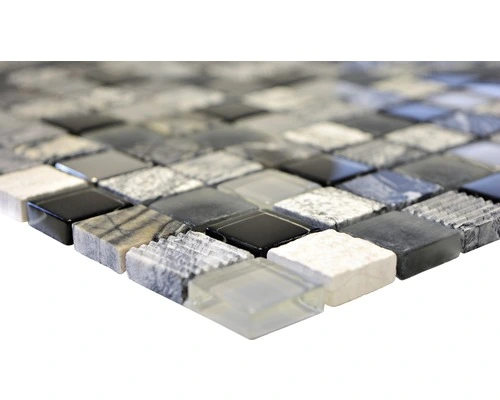 Glasmozaïek XCM HQ24 Zwart/zilver/wit 30x30 Cm 4 Glasmozaïek XCM HQ24 Zwart/zilver/wit 30x30 Cm - Afbeelding 2