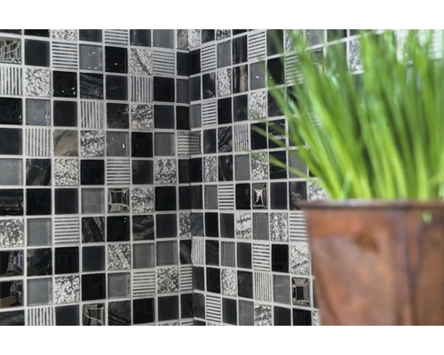 Glasmozaïek XCM HQ24 Zwart/zilver/wit 30x30 Cm 8 Glasmozaïek XCM HQ24 Zwart/zilver/wit 30x30 Cm - Afbeelding 6