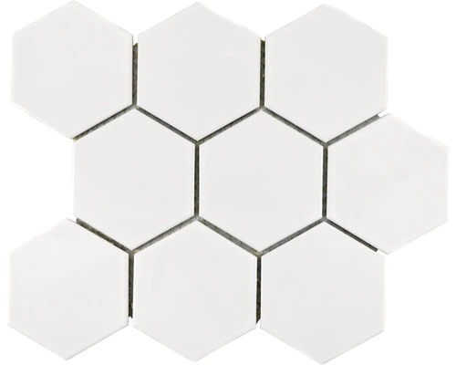 Keramisch Mozaïek HX 100 Hexagon Uni Wit Glans 25,6x29,6 Cm 3 Keramisch Mozaïek HX 100 Hexagon Uni Wit Glans 25,6x29,6 Cm
