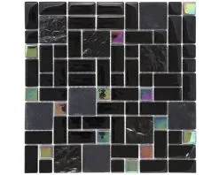 Glasmozaïek Black Rainbow Zwart 30x30 Cm