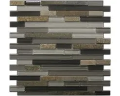 Glasmozaïek Langwerpig Zwart/grijs 30x30 Cm